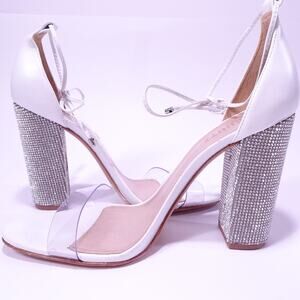 SCHUTZ Women's Lucite Tie Crystal Heel Pumps Sz 8.5
